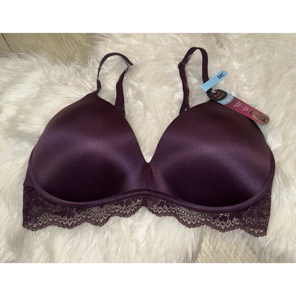 Maidenform DM1196 Lift Wireless Bra Lightly Padded Lace Womens 38C Purple New - Picture 2 of 6